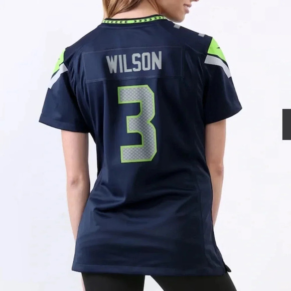 Seattle Seahawks Russell Wilson #3 NFL Nike Navy On Field Game Player Jersey - Picture 10 of 10